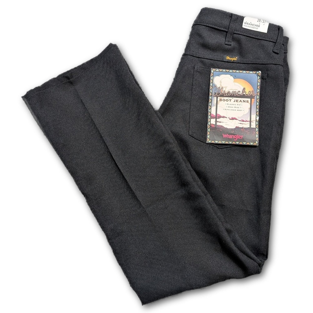 Wrangler Wrancher Mens Jeans Black 29x31 Dress Jean High Rise Boot Cut Twill